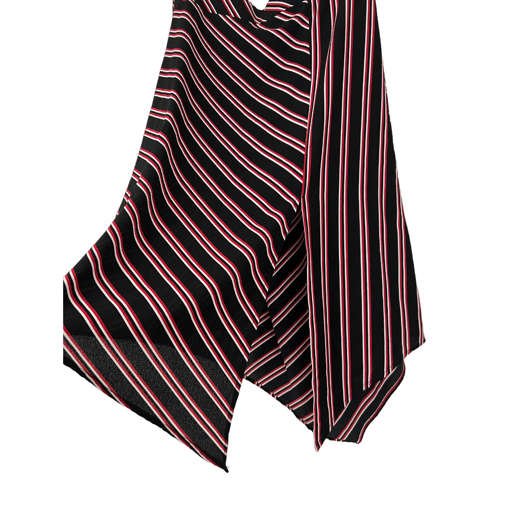 Divided by H&M Red Black White Striped Skirt Size M Asymmetric Hem Front Slit